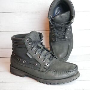 Timberland Boots Mens 7.5 Black Suede Oakwell 7-Eye Moc-Toe Boots Shoes